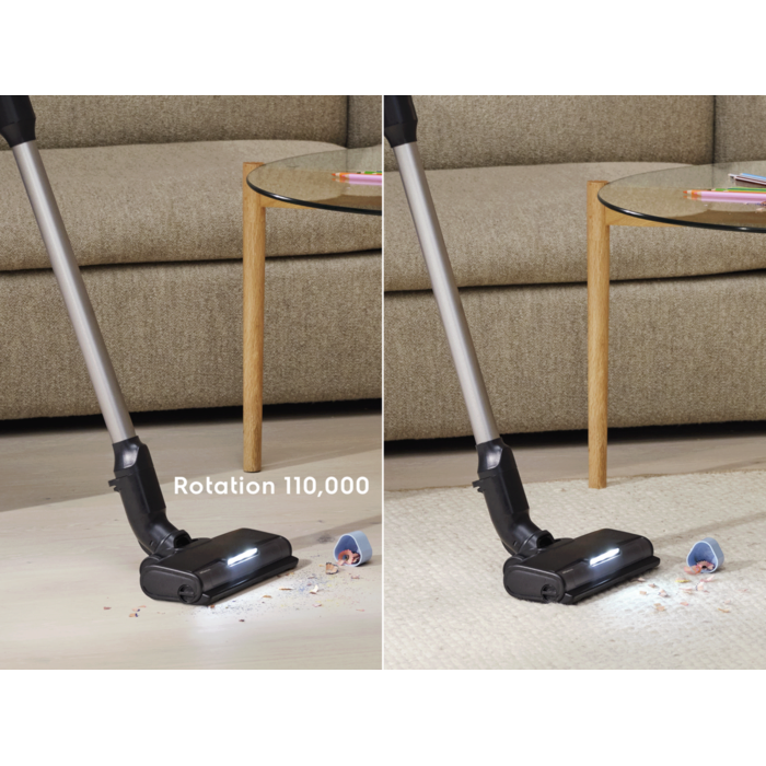 AllFloor Auto nozzle picks up 99%* of dust on all surfaces. Disclaimer: Based on internal tests according to IEC 62885-4