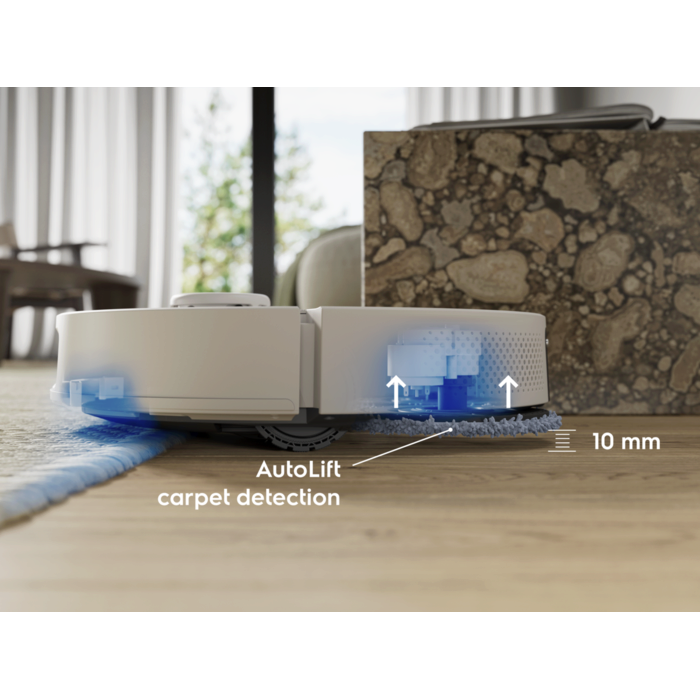 Mop lifts 10mm* on rugs and carpets automatically, to help keep them safe and dry. Disclaimer: Based on internal tests 