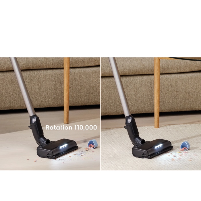 AllFloor Auto nozzle picks up 99%* of dust on all surfaces. Disclaimer: Based on internal tests according to IEC 62885-4