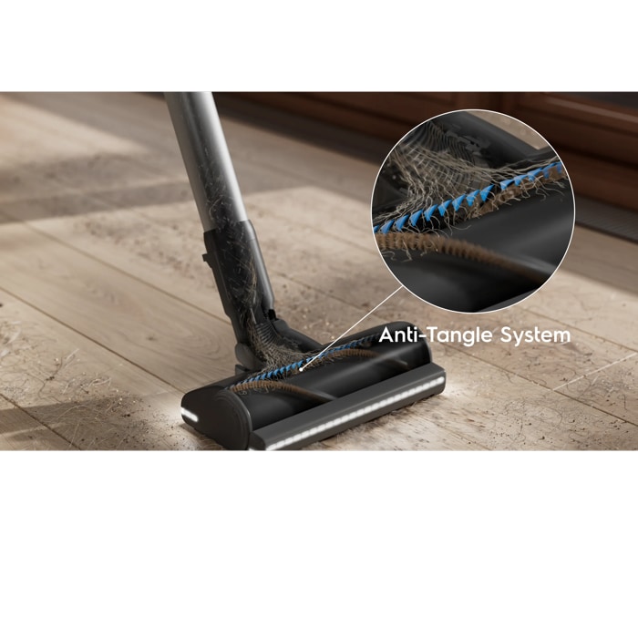 Continuous cleaning with a nozzle that detangles itself.
