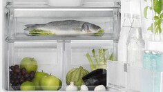 Her rafında yemek olan Electrolux FreshPlus buzdolabına yakından bakın